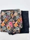 Black Floral Print Cotton Suit