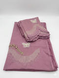 Mauve Butterfly Embroidered Cotton Suit