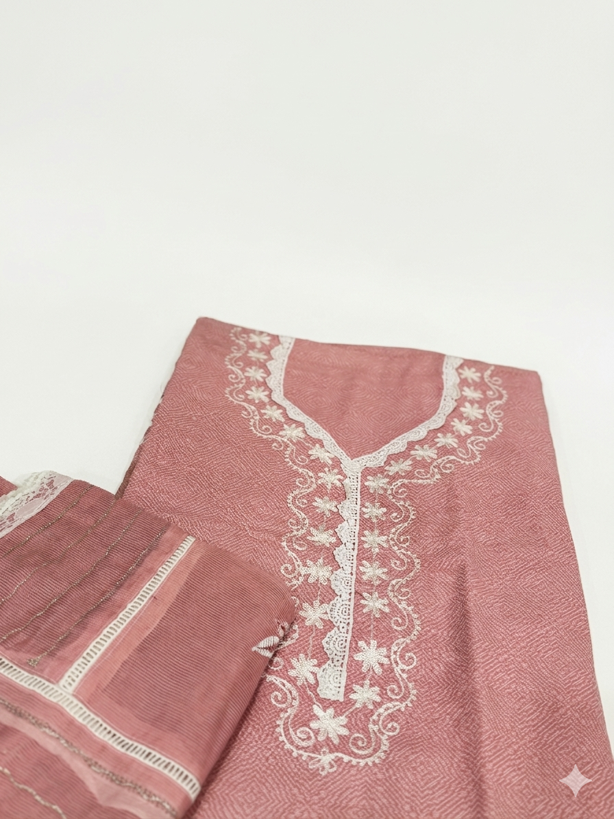 Graceful Rose Cotton Suit