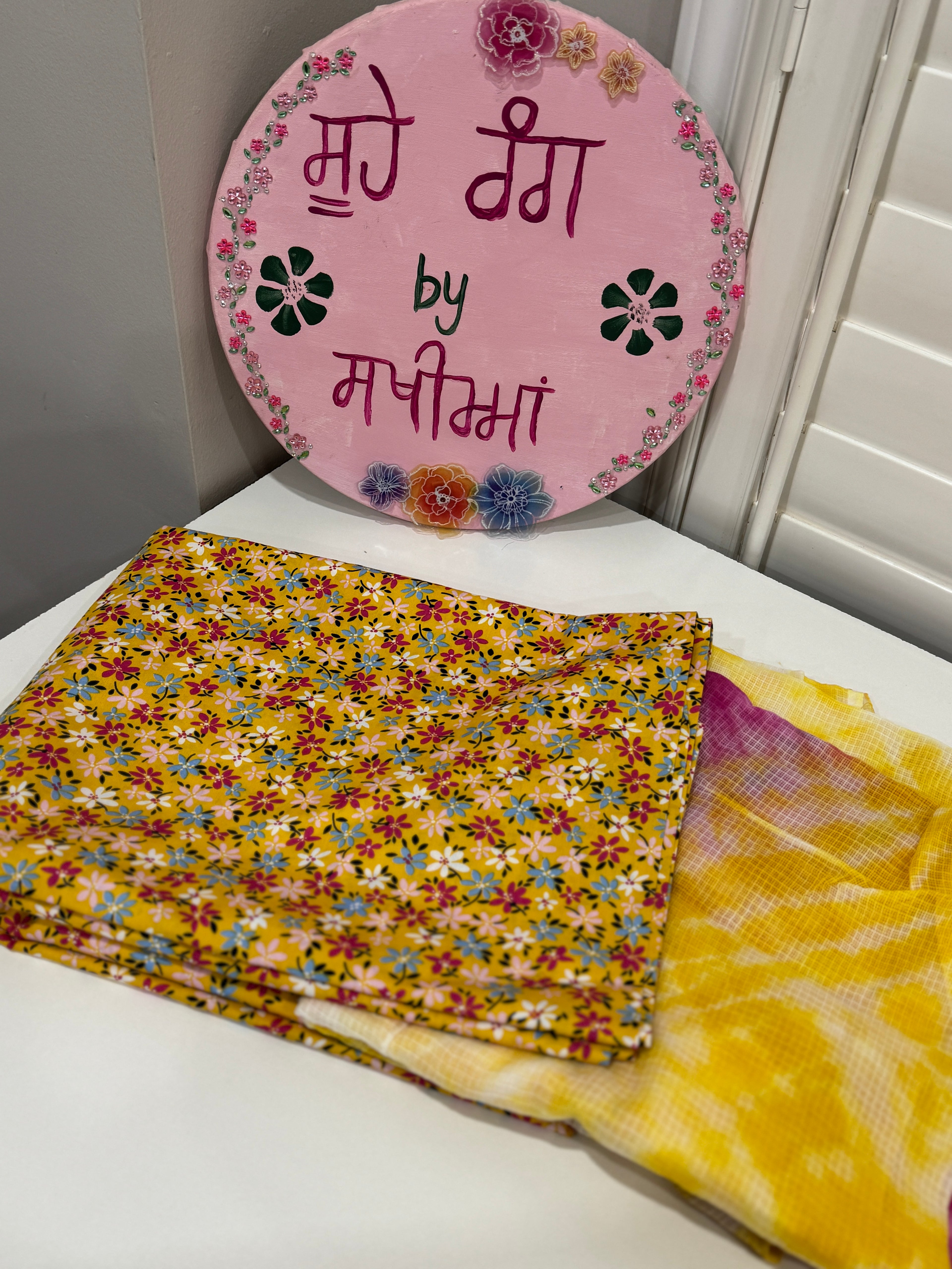 Yellow Floral Cotton Suit