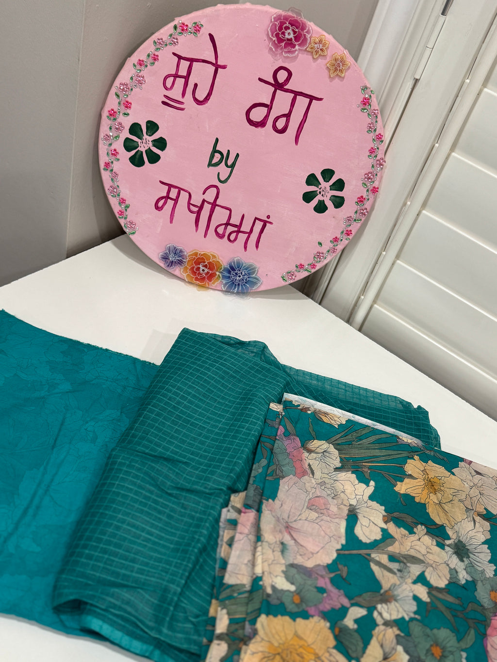 Blue Floral Cotton Suit