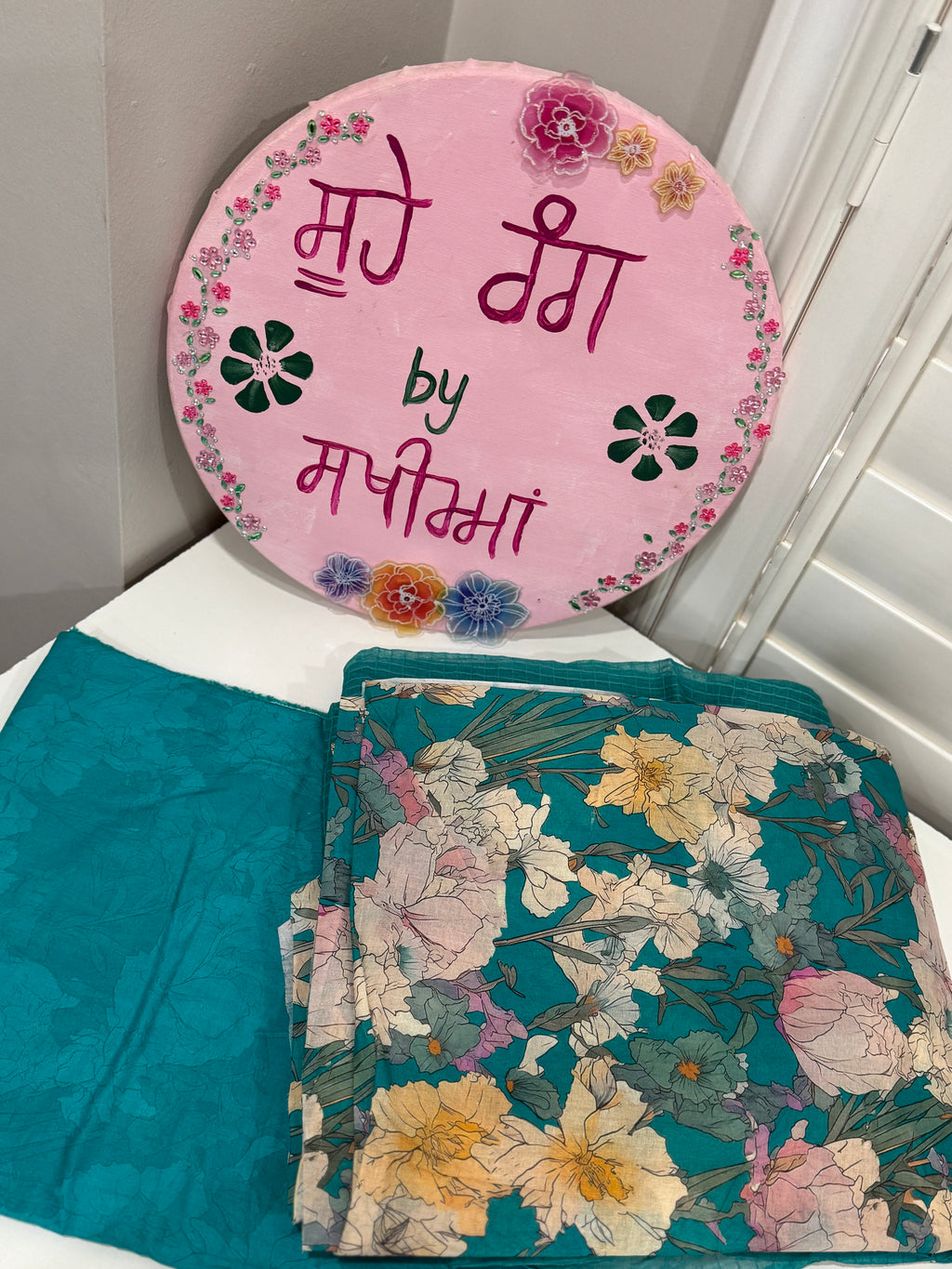 Blue Floral Cotton Suit