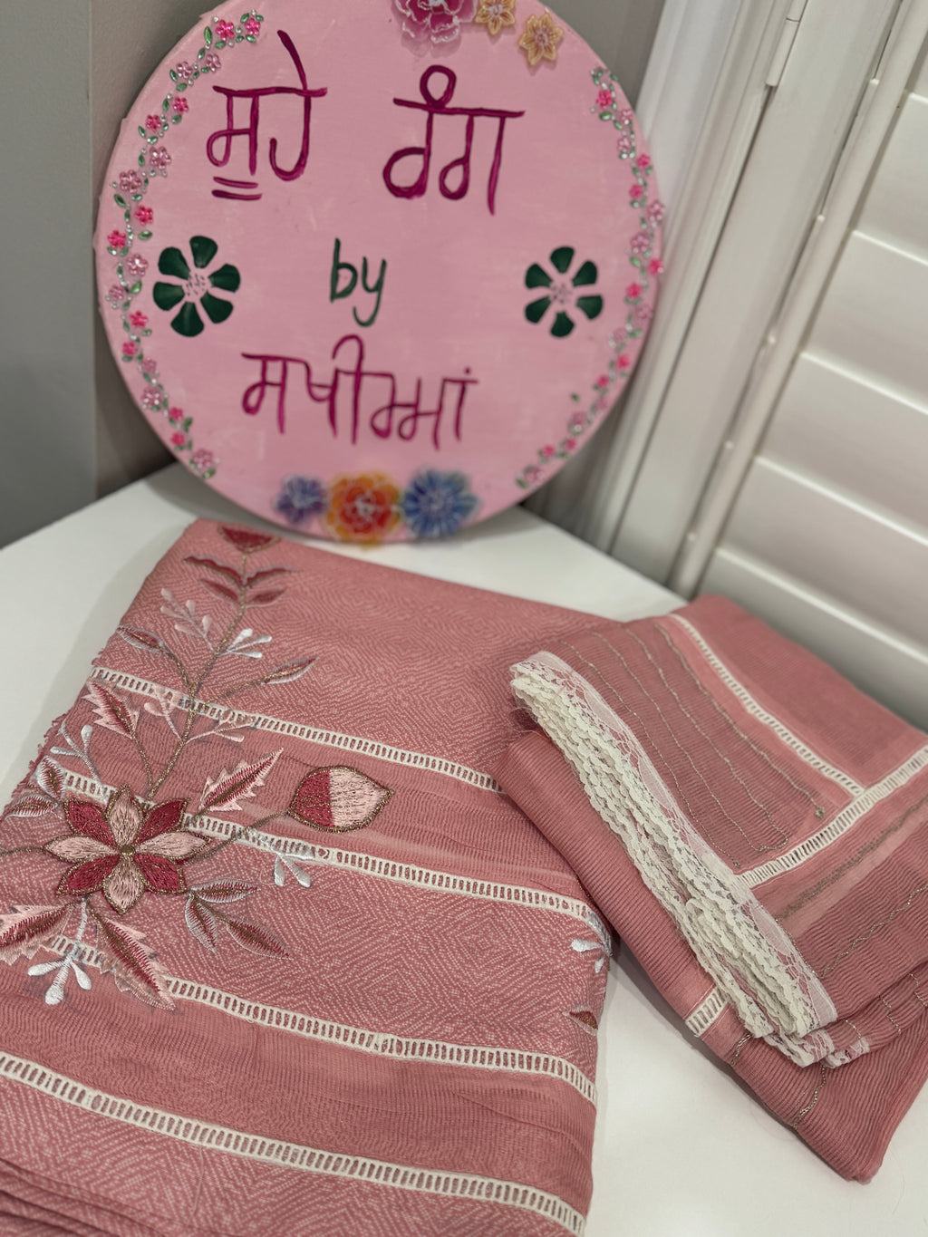 Graceful Rose Cotton Suit